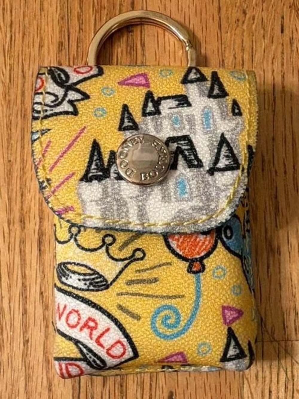 Disney Parks Dooney & Bourke Yellow Letter Sketch Key Fob Holder Castle